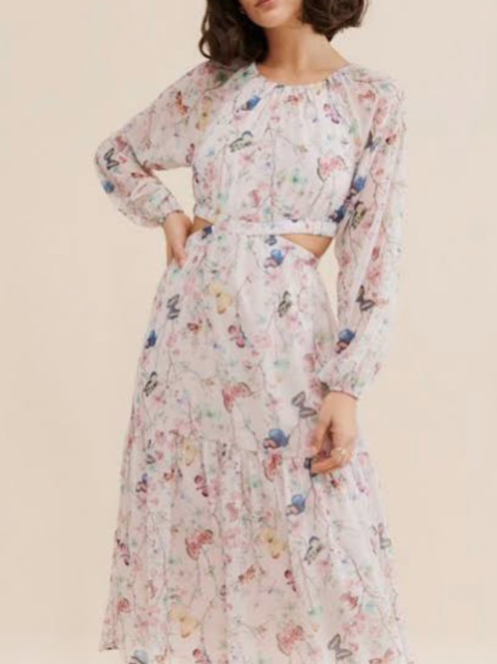 Steve Madden NWT Cadi Butterfly Floral Chiffon Whimsical Fairy Cutout Dress XS
